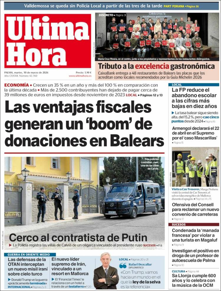 Portada de Última Hora (Spain)