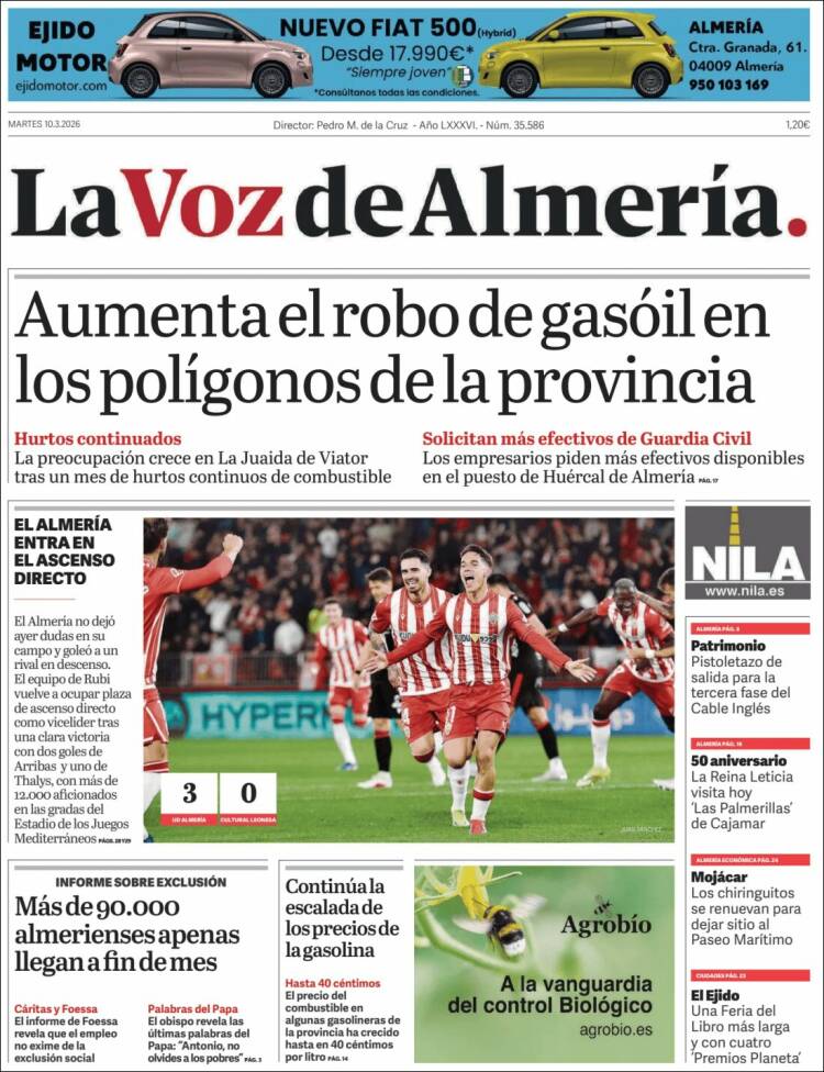 Portada de La Voz de Almería (Espagne)