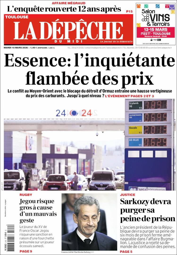 Portada de La Dépêche du Midi (France)