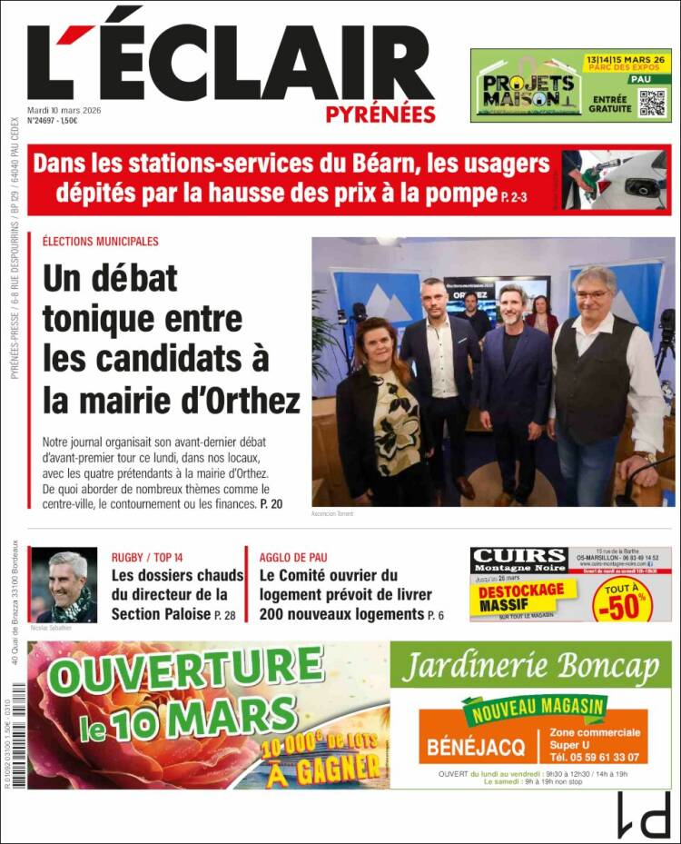 Portada de L'Eclair des Pyrénées (France)