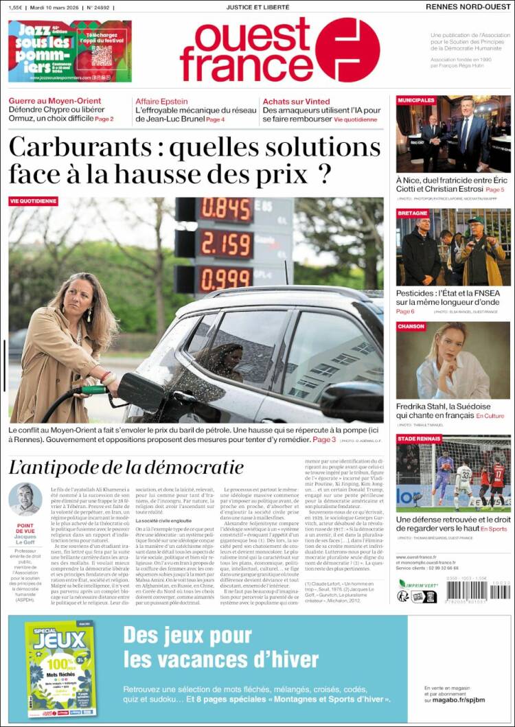 Portada de Ouest France (France)