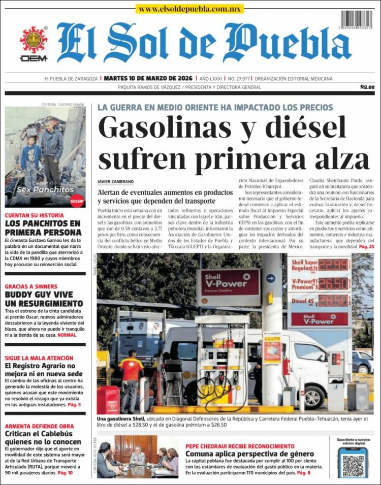 Portada de El Sol de Puebla (Mexique)