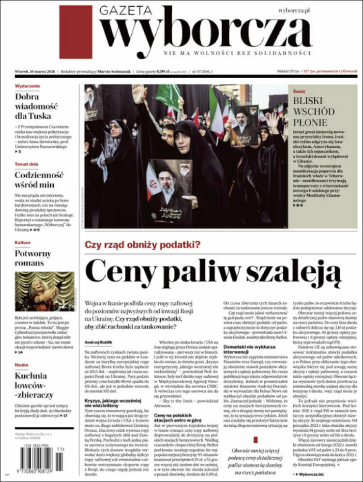 Portada de Gazeta Wyborcza (Pologne)