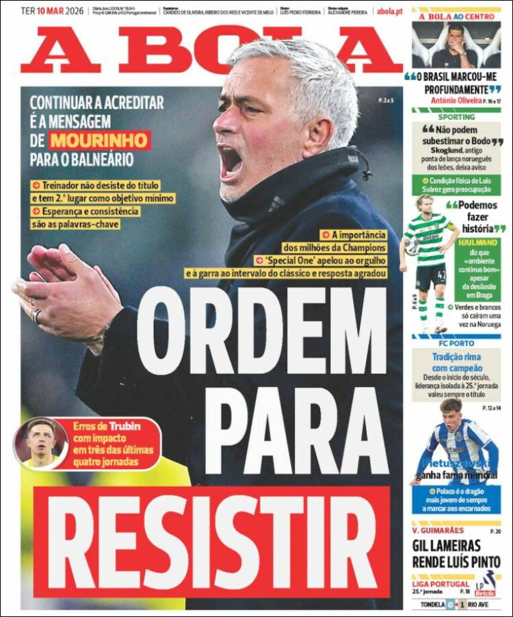 Portada de A Bola (Portugal)