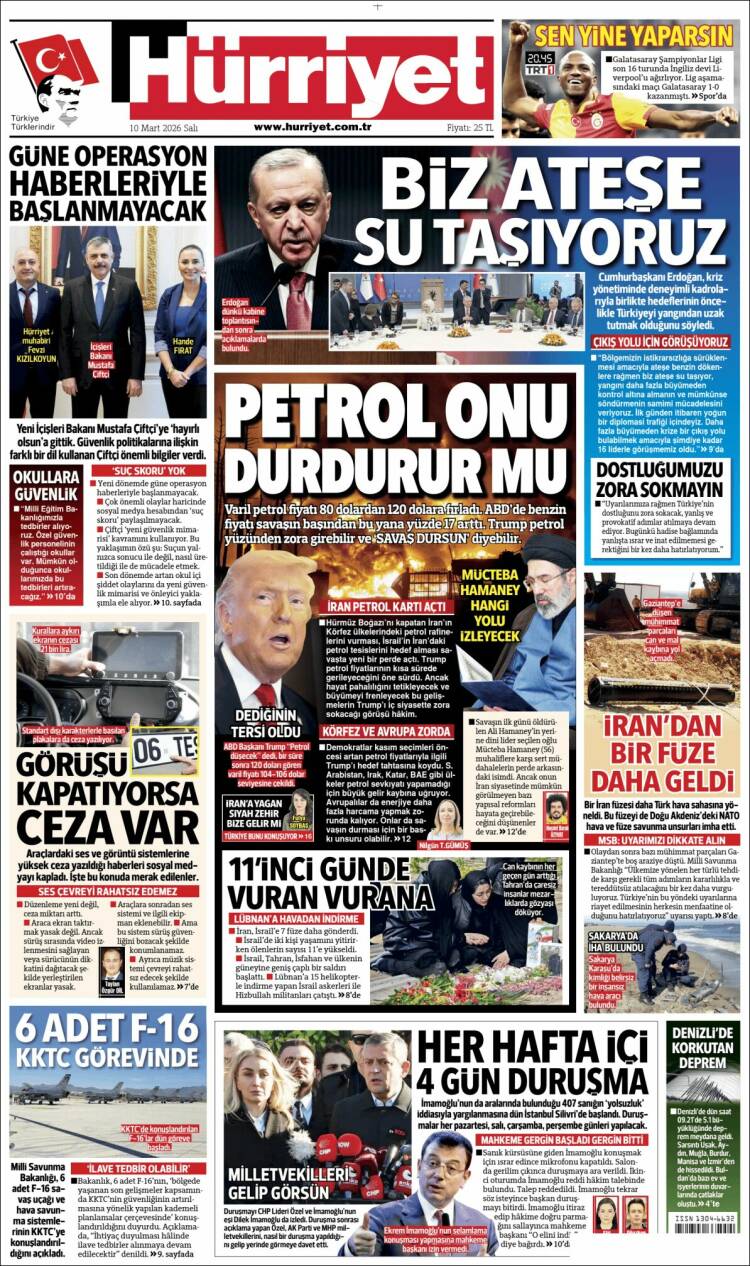 Portada de Hürriyet (Turquie)