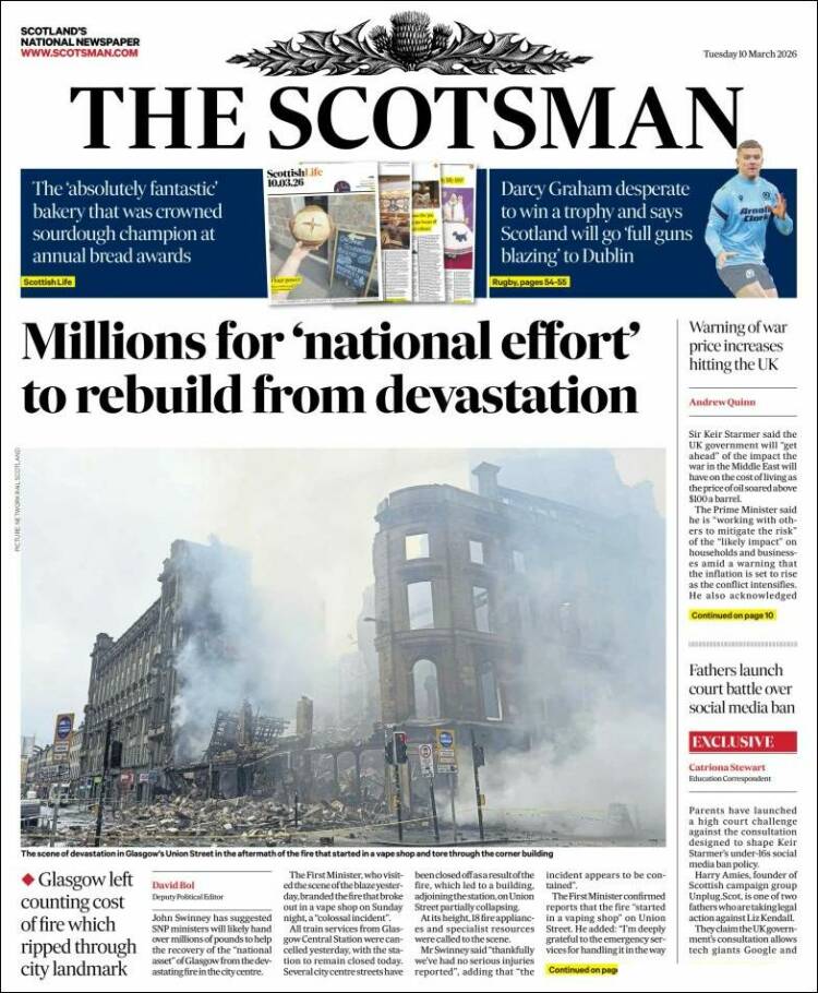 Portada de The Scotsman (Royaume-Uni)