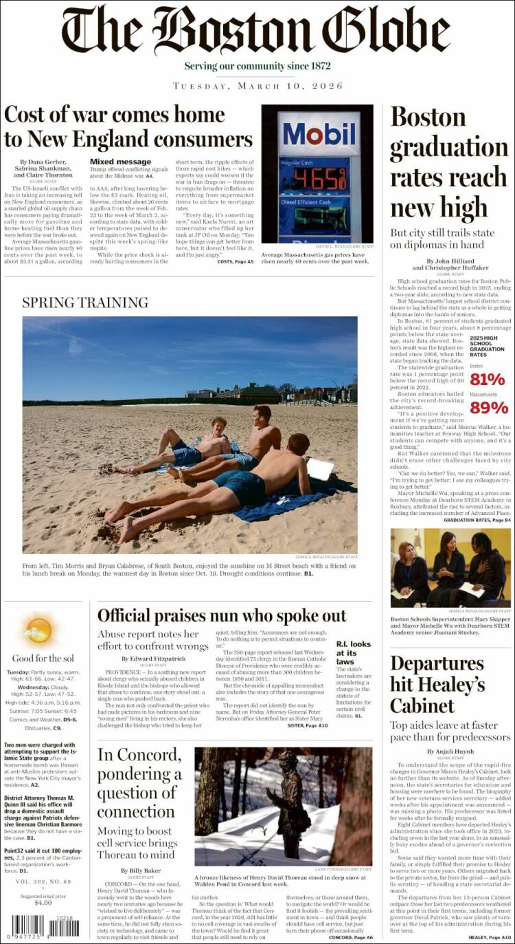 Portada de Boston Globe (&Eacute;tats-Unis)