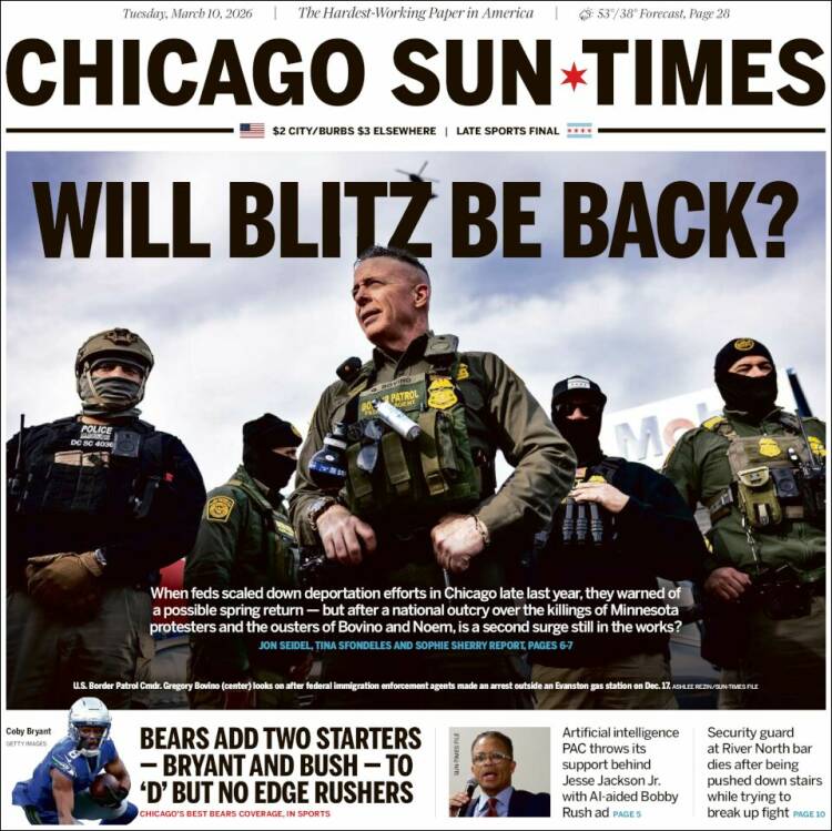 Portada de Chicago Sun-Times (&Eacute;tats-Unis)