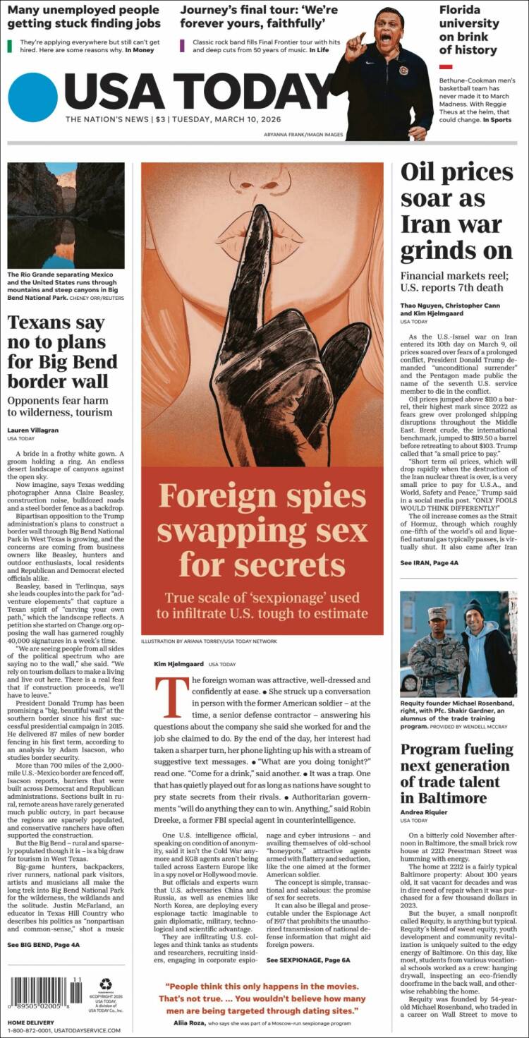 Portada de USA Today (USA)