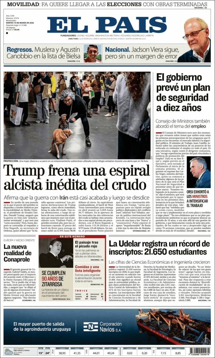 Portada de El País (Uruguay)