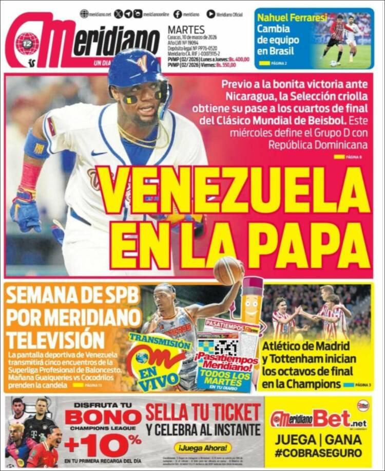 Portada de Meridiano (Venezuela)