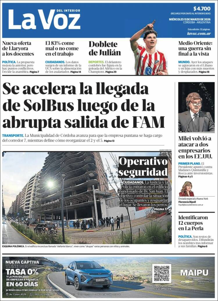 Portada de La Voz del Interior (Argentine)