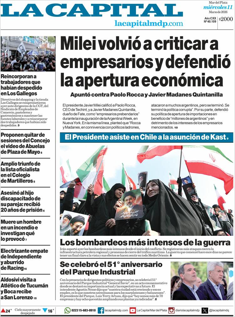 Portada de Diario La Capital - Mar del Plata (Argentina)