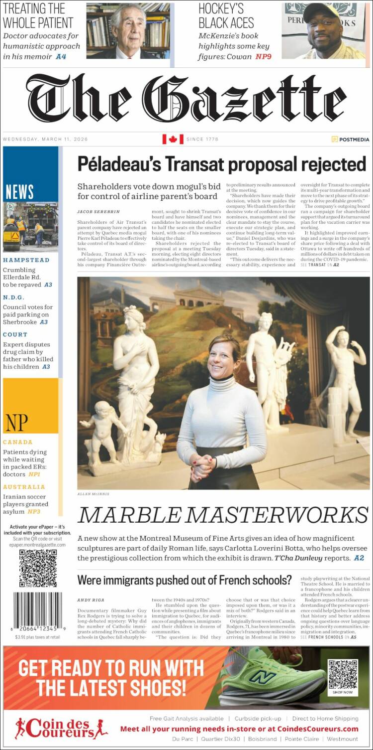 Portada de The Gazette (Canada)