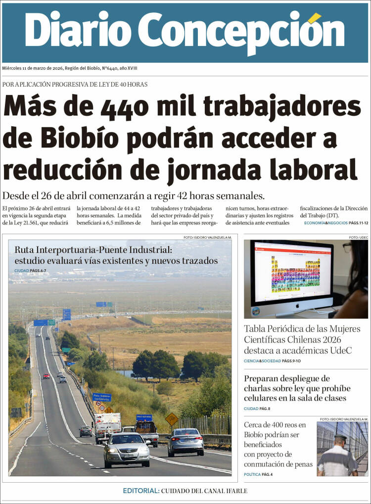 Portada de Diario de Concepción (Chili)