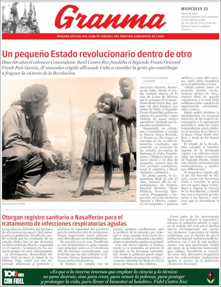 Portada de Granma (Cuba)