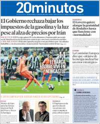 Portada de 20 Minutos - Barcelona (Espagne)