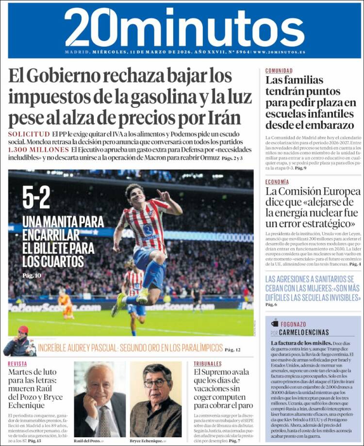 Portada de 20 Minutos - Madrid (Espagne)