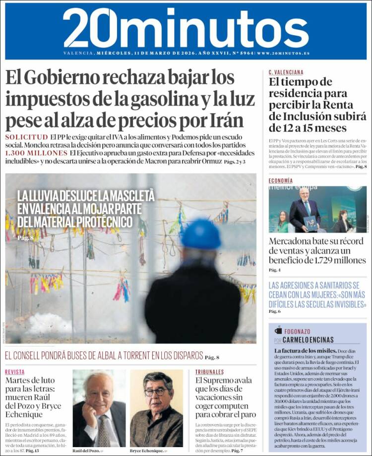 Portada de 20 Minutos - Valencia (Espagne)