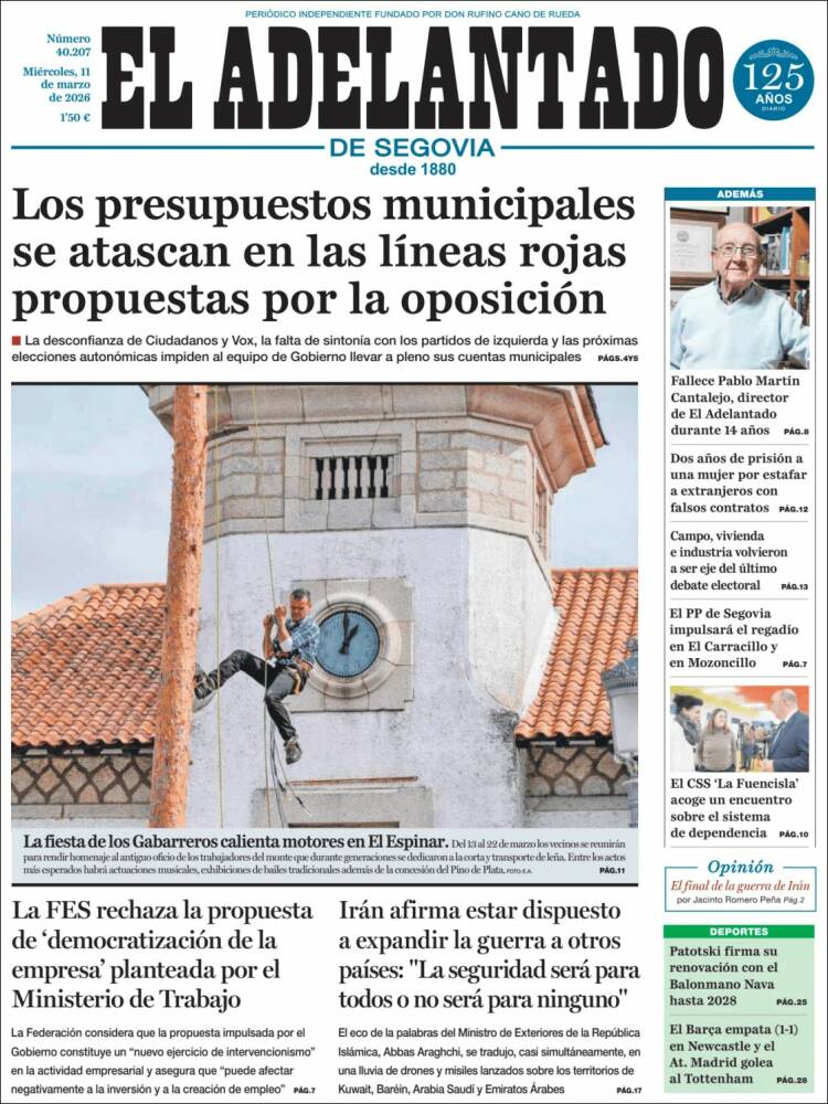 Portada de El Adelantado de Segovia (Espagne)