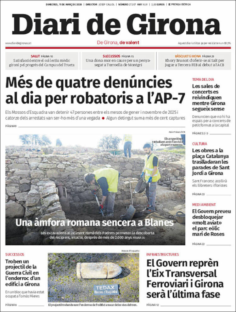 Portada de Diari de Girona (Espagne)