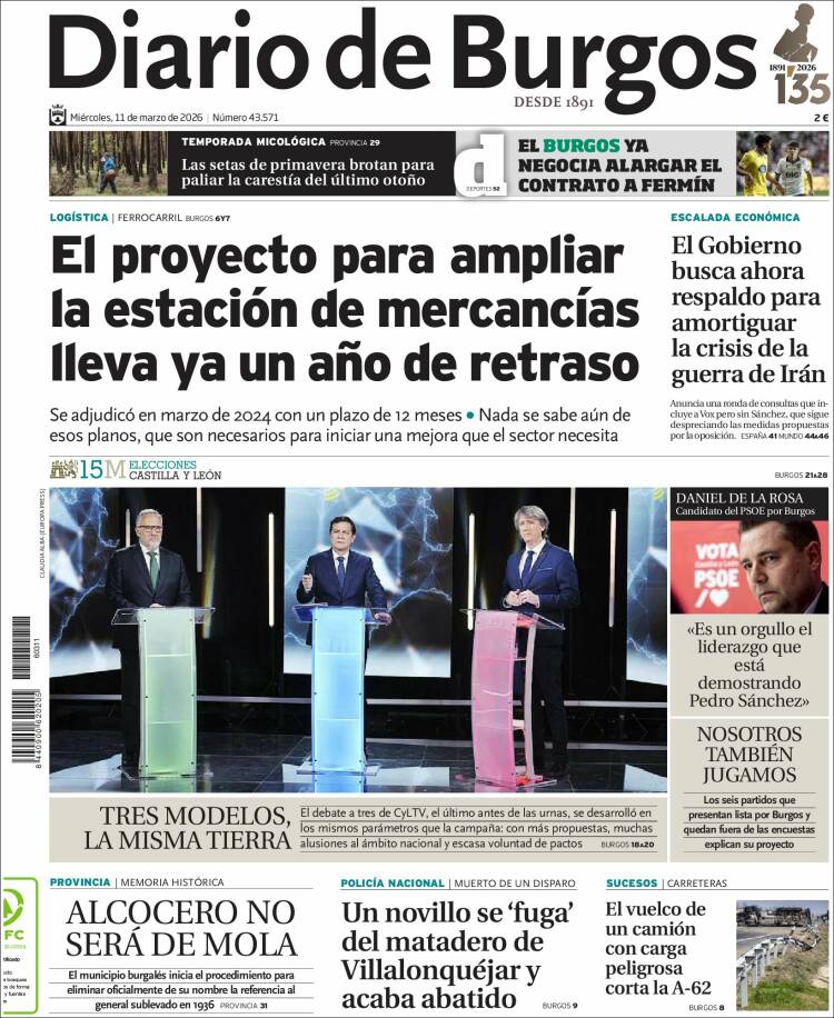 Portada de Diario de Burgos (Espagne)