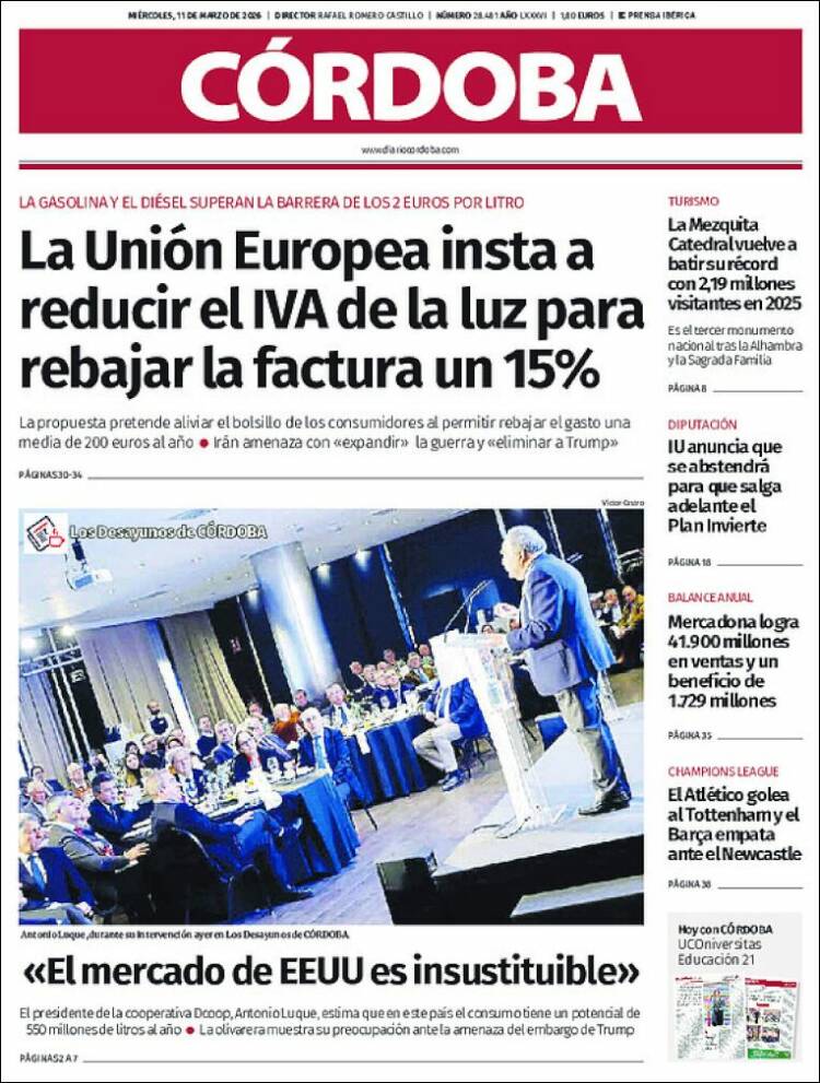 Portada de Diario de Córdoba (Espagne)