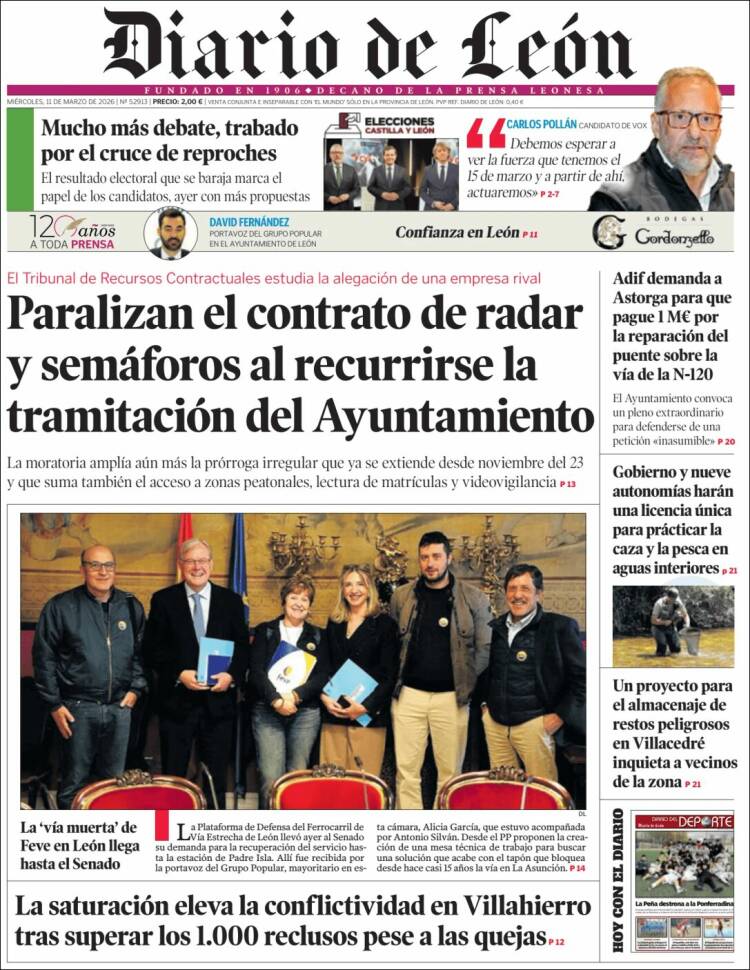 Portada de Diario de León (Espagne)