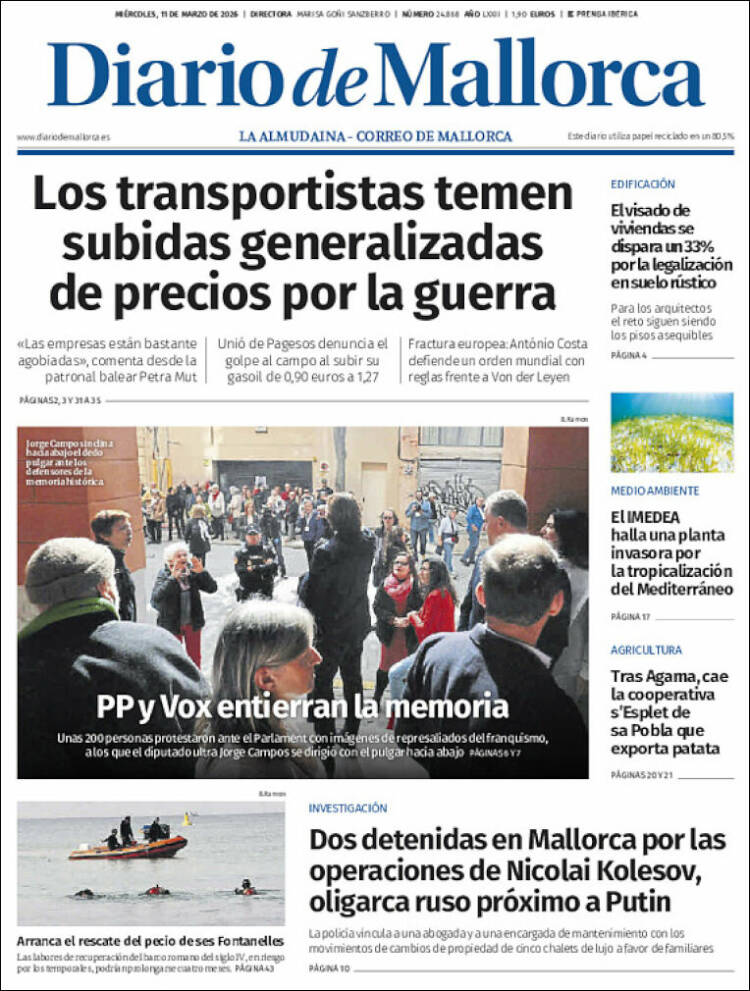 Portada de Diario de Mallorca (Espagne)