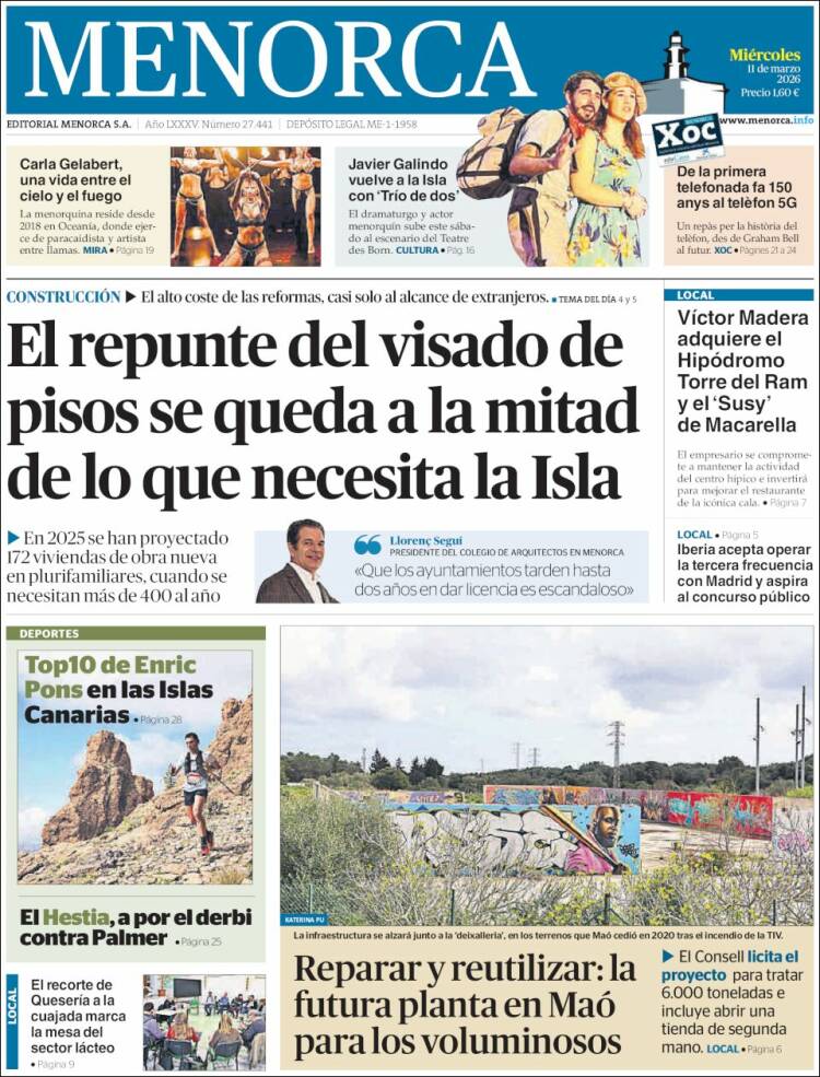 Portada de Menorca - Diario Insular (Espagne)