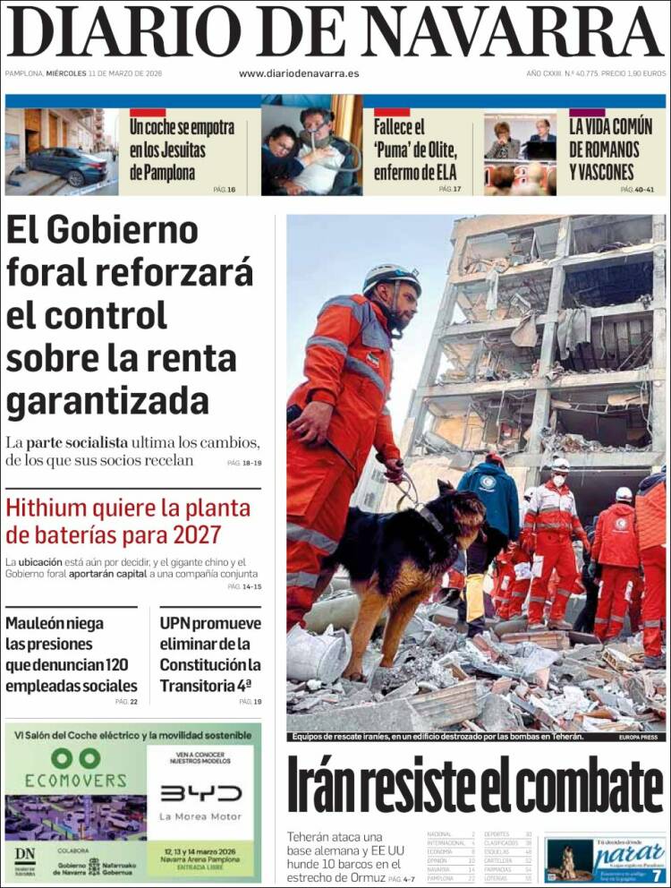 Portada de Diario de Navarra (Espagne)