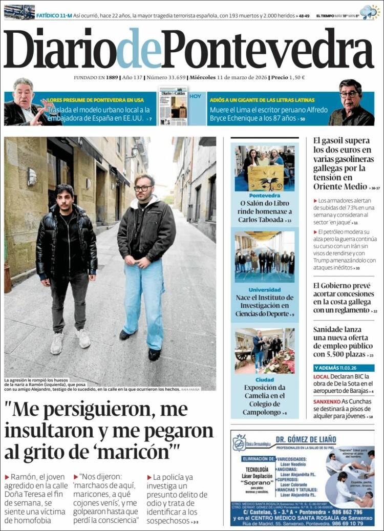 Portada de Diario de Pontevedra (Espagne)