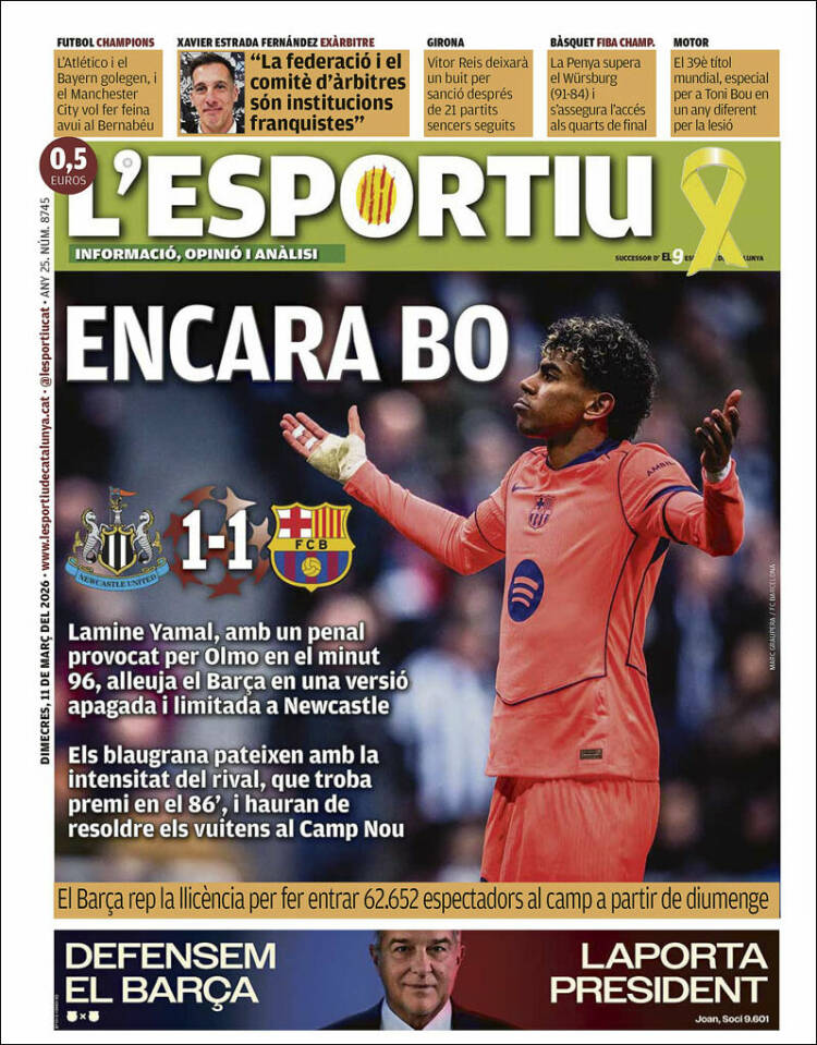 Portada de L'Esportiu (Espagne)