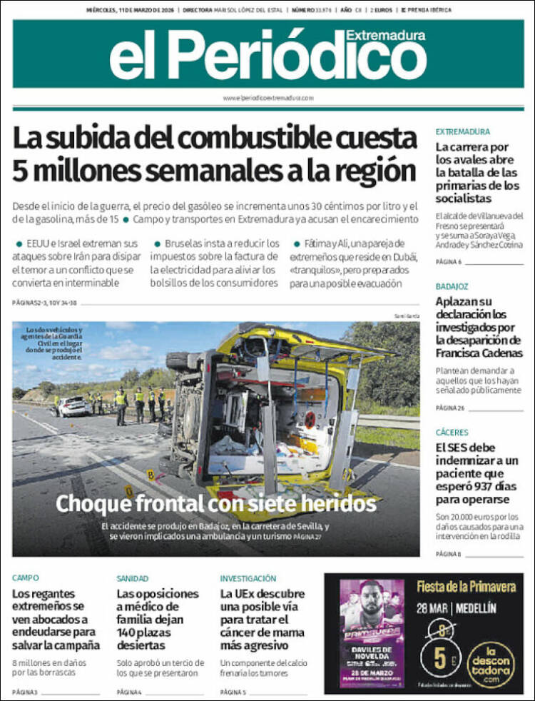 Portada de El Periódico de Extremadura (Espagne)