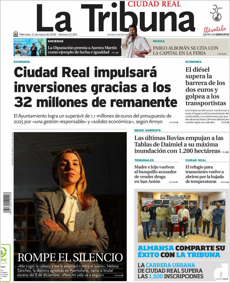 Portada de La Tribuna de Ciudad Real (Espagne)