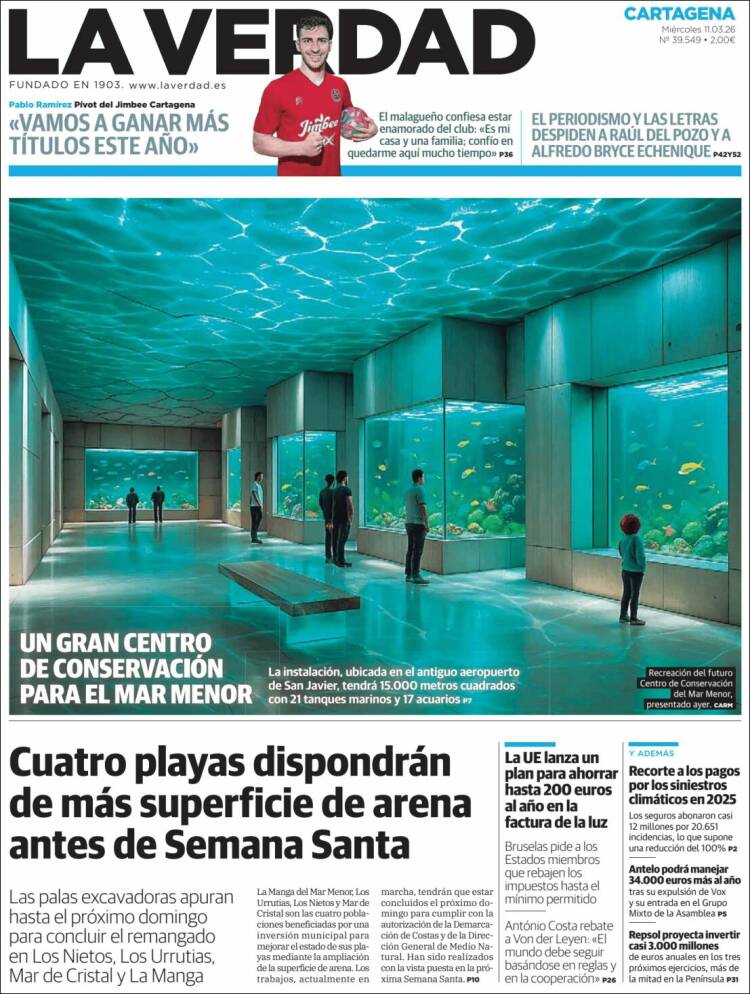 Portada de La Verdad de Cartagena (Espagne)