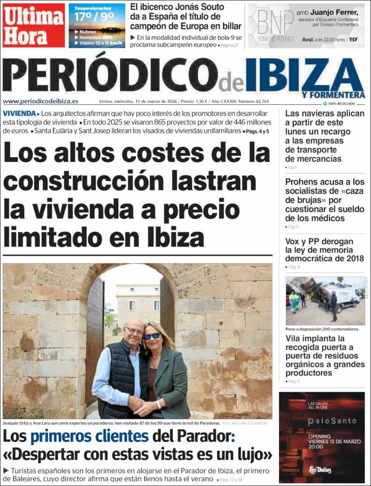 Portada de Periódico de Ibiza (Espagne)