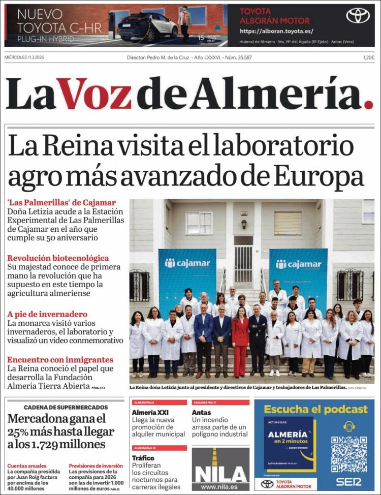 Portada de La Voz de Almería (Espagne)