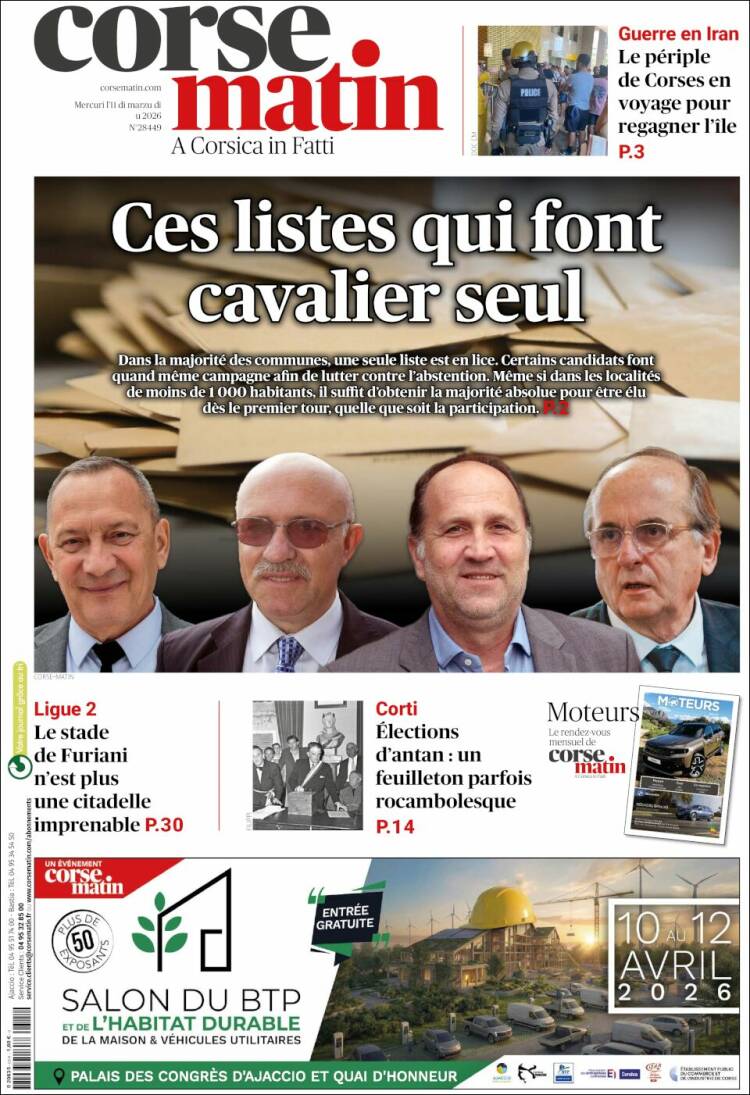 Portada de Corse-Matin (France)