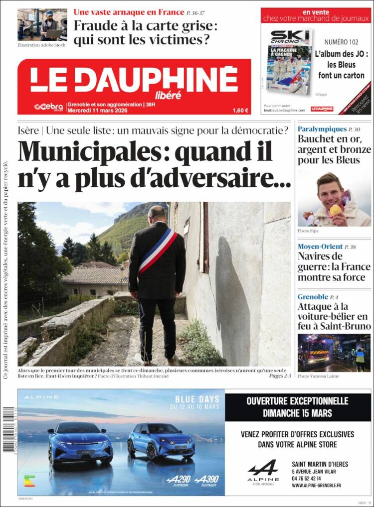 Portada de Le Dauphiné Libéré (France)