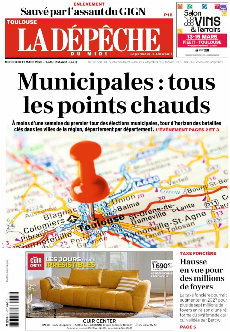 Portada de La Dépêche du Midi (France)