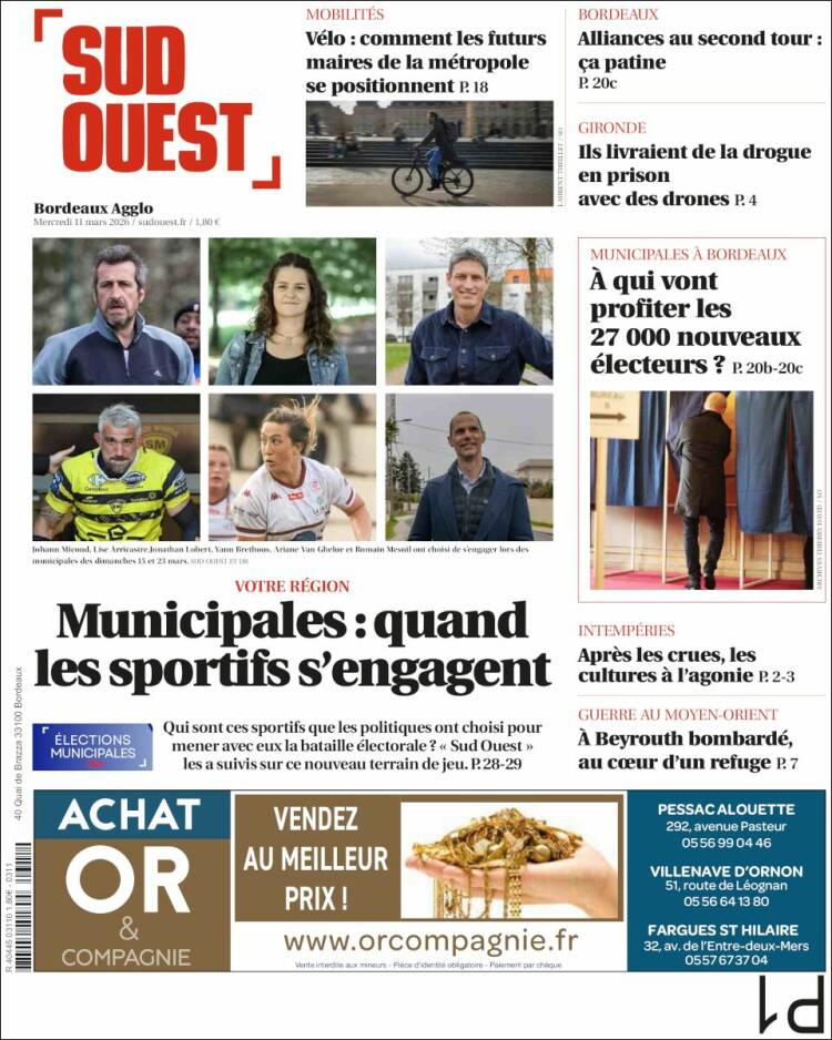 Portada de Sud Ouest (France)