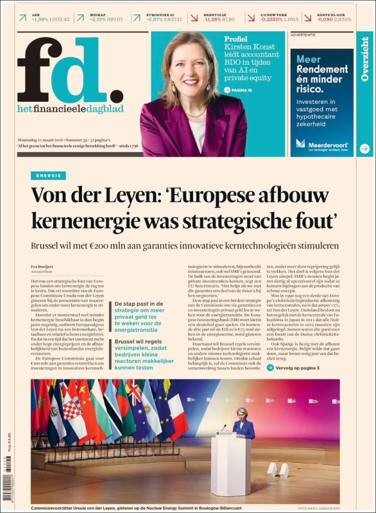 Portada de Het Financieele Dagblad (Pays-Bas)