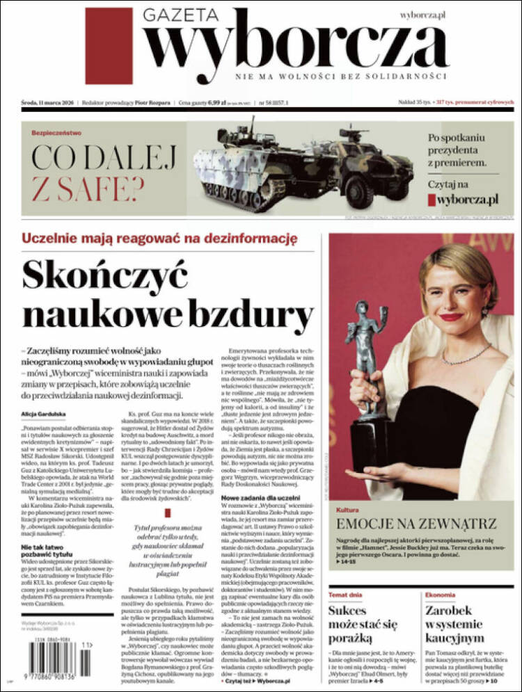 Portada de Gazeta Wyborcza (Pologne)