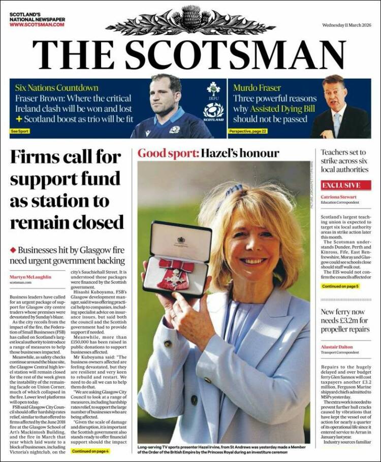 Portada de The Scotsman (Royaume-Uni)