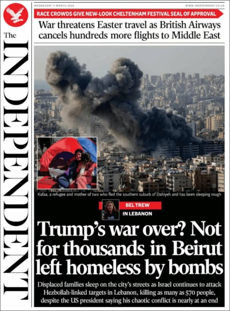 Portada de The Independent (Royaume-Uni)