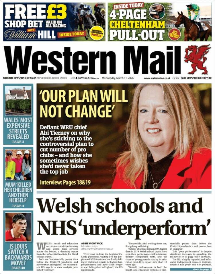 Portada de Western Mail (Royaume-Uni)