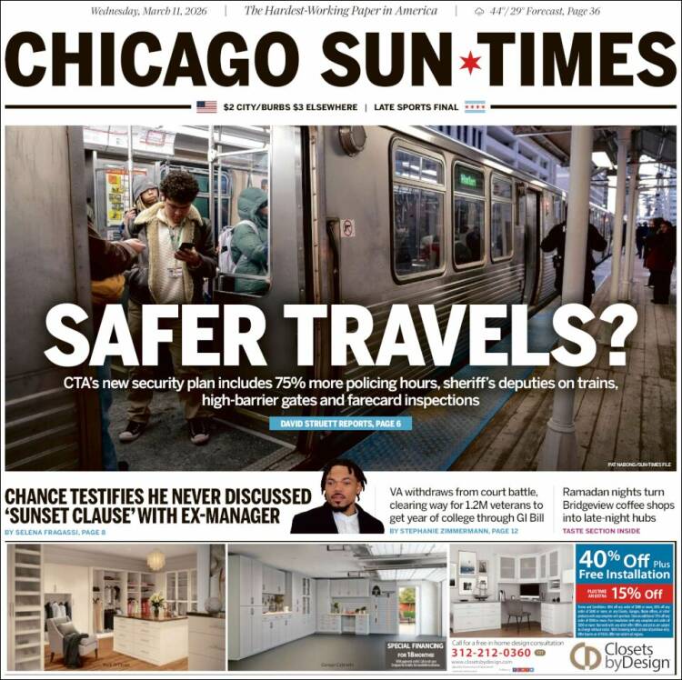 Portada de Chicago Sun-Times (&Eacute;tats-Unis)