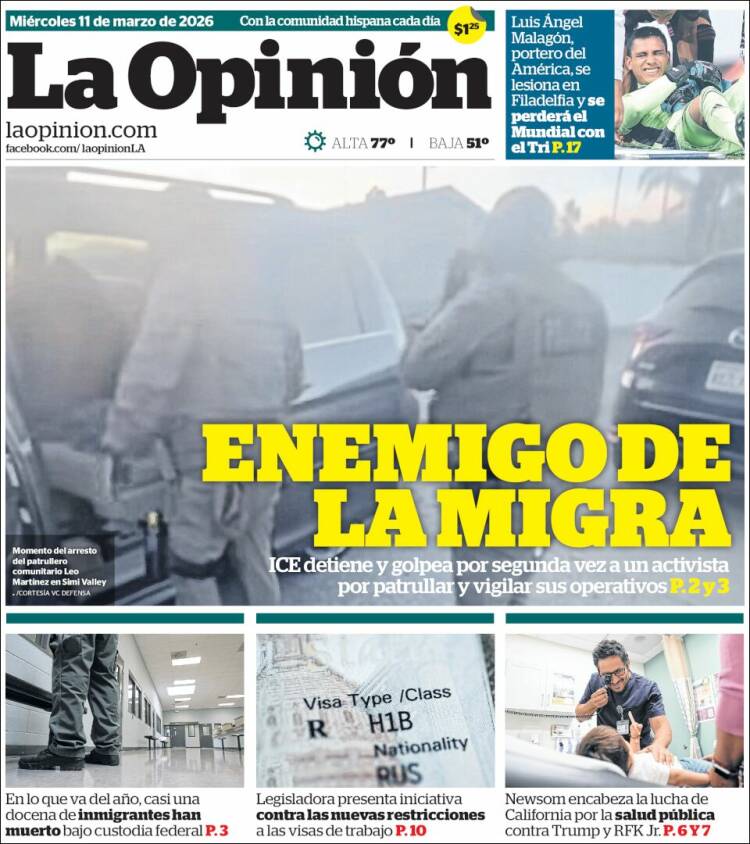 Portada de La Opinión (USA)