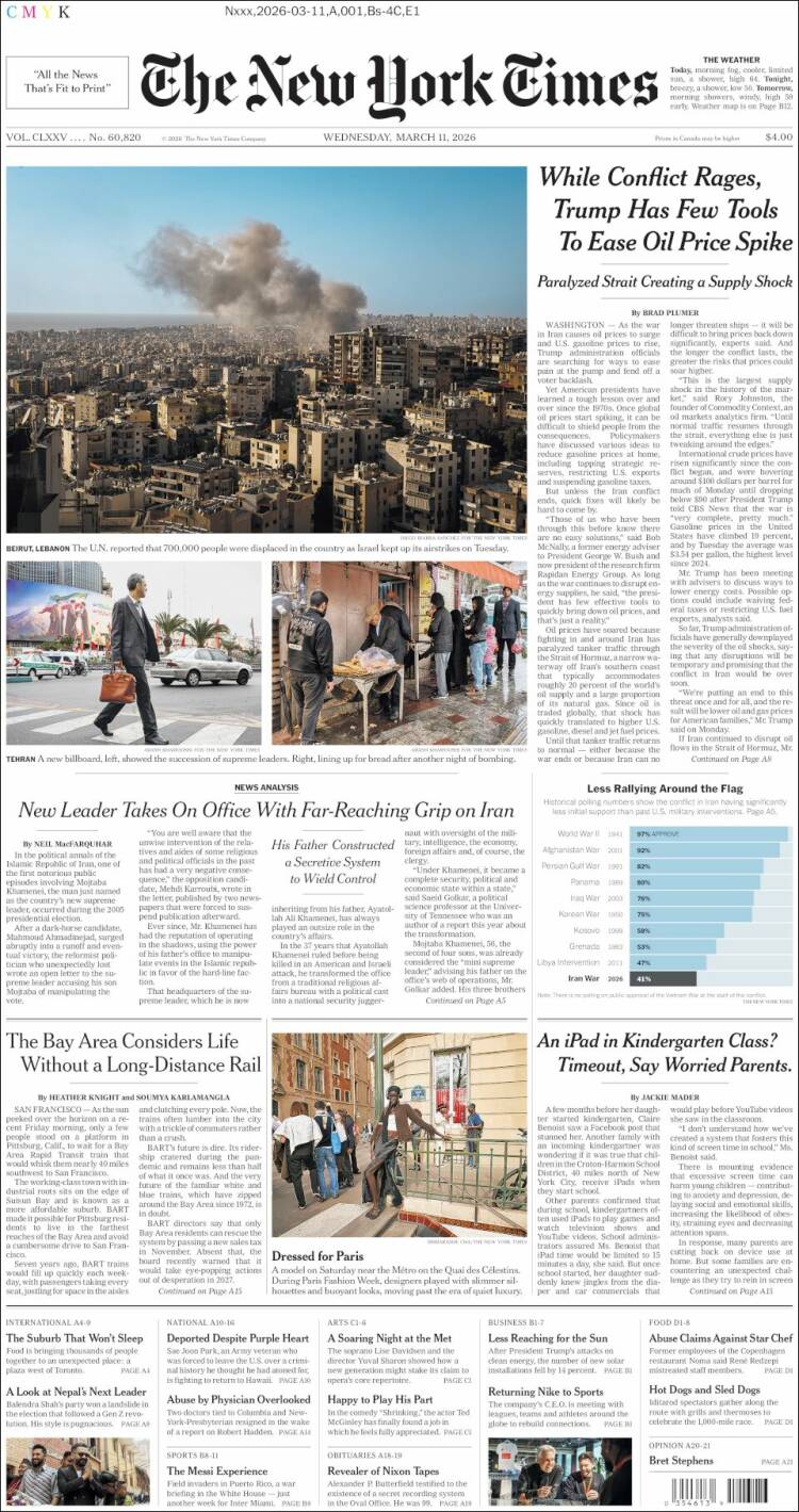 Portada de New York Times (&Eacute;tats-Unis)